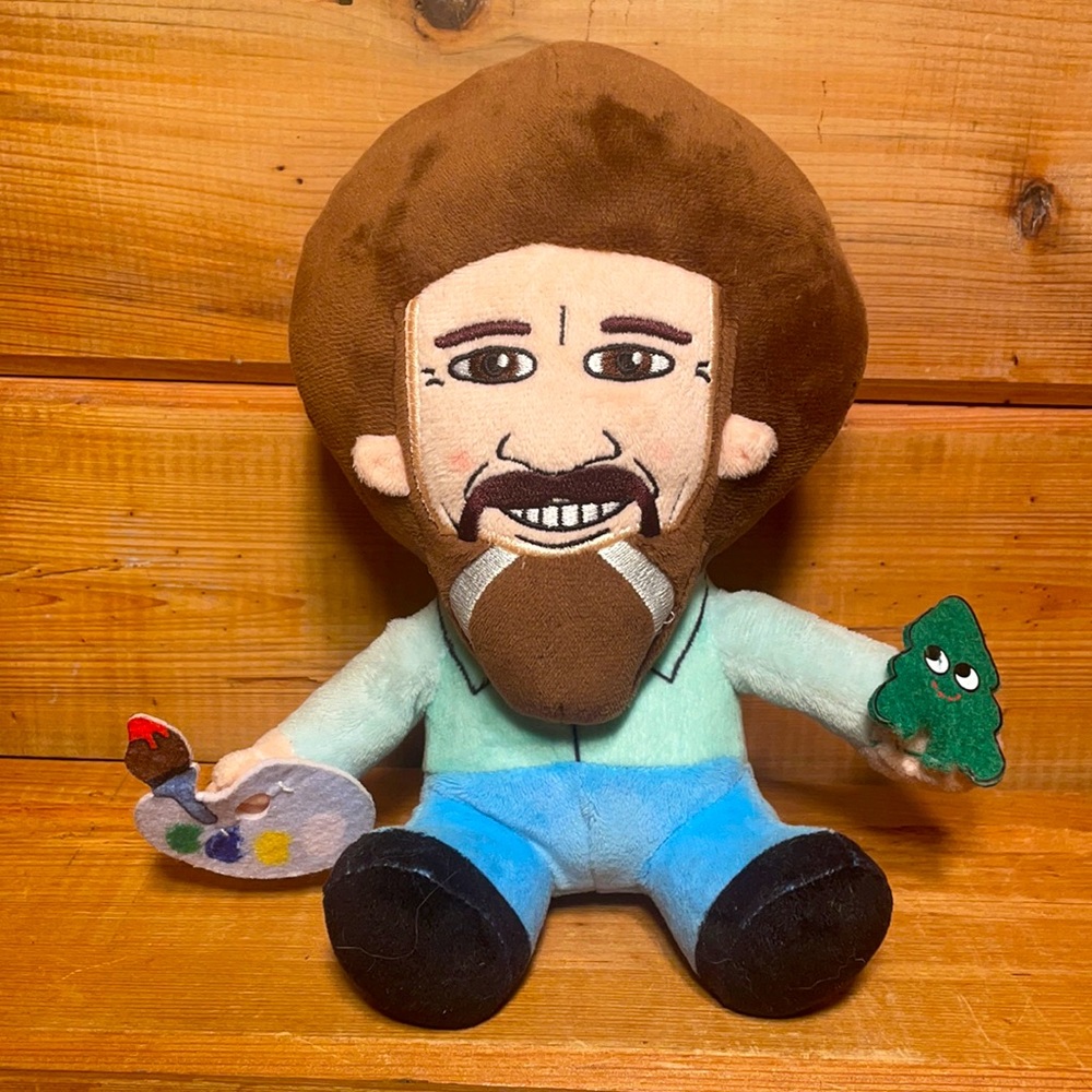 Bob Ross Artist plush "Happy Trees' !